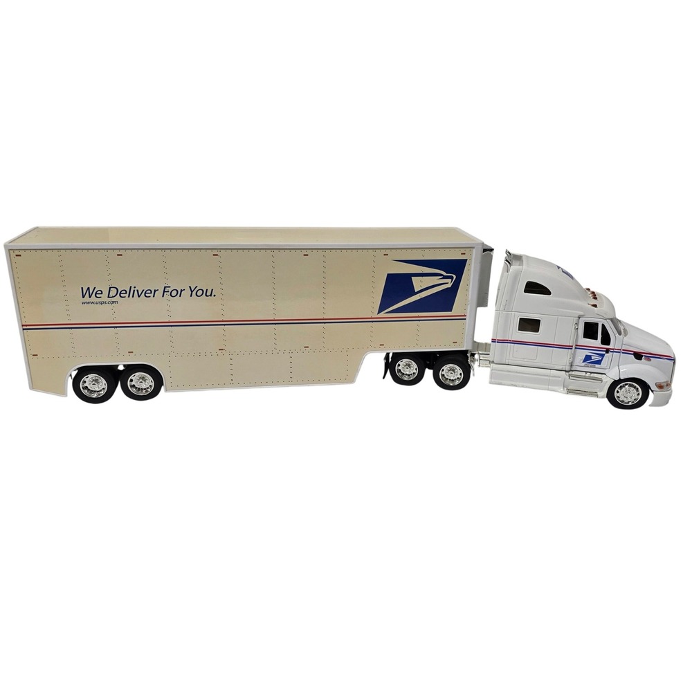 USPS Peterbilt Semi Truck and Trailer Toy White We Deliver For You Mail Truck*